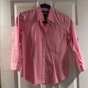 Women’s Ralph Lauren Pink and White Striped Button Down